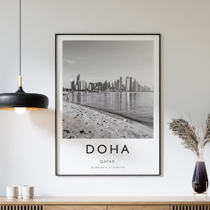 Doha Travel Print, Doha Travel Poster, Qatar Print, Travel Art, Travel Decor, Black and White, Photographic Print