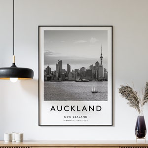 Auckland Travel Print, Auckland Travel Poster, Nieuw-Zeeland Print, Travel Art, Travel Decor, Zwart-wit, Fotografische Print