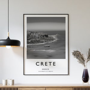 Stampa di viaggio a Creta, poster di viaggio a Creta, stampa di viaggio in Grecia, arte di viaggio, decorazioni di viaggio, stampa in bianco e nero, arte fotografica