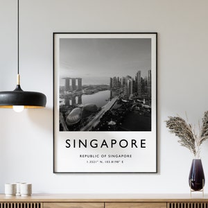Singapore Travel Print, Singapore Travel Poster, Asia Travel Poster, Travel Art, Travel Poster, Black and White Art