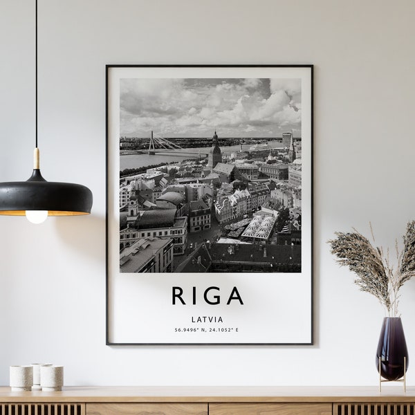 Riga Travel Print, Riga Travel Poster, Latvia Travel Print, Travel Art, Travel Decor, Black and White Print, Photographic Art