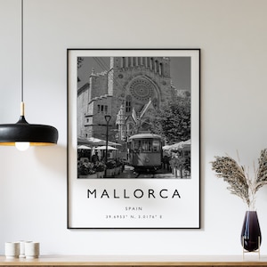 Mallorca Travel Print, Mallorca Travel Poster, Spain Travel Print, Spain Travel Art, Black and White Travel Poster, Travel Art, Travel Gift