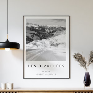 Skiing Travel Poster, Les 3 Vallées France Ski Print, France Travel Print, Skiing Art, Skiing Print, Winter Sport Art, Ski Gift, A1/A2/A3/A4