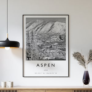Skiing Travel Poster, Aspen USA Ski Print, USA Travel Print, Skiing Wall Art, Skiing Print, Winter Sport Art, Ski Gift, A1/A2/A3/A4