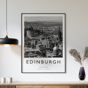 Edinburgh Travel Print, Edinburgh Travel Poster, Scotland Print, Travel Art, Travel Decor, Black and White, Photographic Print