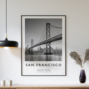 Impresión de viaje a San Francisco, póster de viaje a San Francisco, impresión de California, arte de viaje, decoración de viaje, blanco y negro, impresión fotográfica