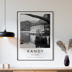 Kandy Travel Print, Kandy Travel Poster, Sri Lanka Travel Print, Travel Art, Travel Poster, Black and White, Travel Gift, A2/A3/A3