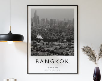 Bangkok Cityscape Print: Black and White Thailand Travel Art