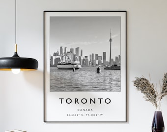 Toronto Skyline Print: Black and White Canada Travel Poster