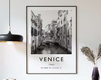 Venice Travel Print, Venice Travel Poster, Italy Print, Travel Art, Travel Decor, Black and White Print, Photographic Art, Various Sizes