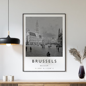 Brussels Travel Print, Brussels England Travel Poster, United Kingdom Travel Print, Travel Art, Travel Poster, Black and White, A2/A3/A4