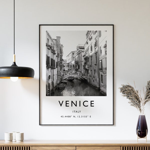 Venice Travel Print, Venice Travel Poster, Italy Print, Travel Art, Travel Decor, Black and White Print, Photographic Art, Various Sizes