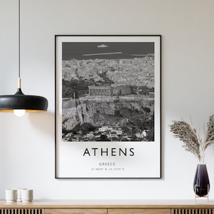 Athens Travel Print, Athens Travel Poster, Greece Print, Greece Travel Poster, Travel Art, Travel Poster, Black and White, Travel Gift
