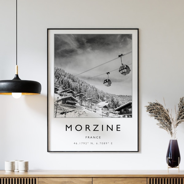 Skiing Travel Poster, Morzine France Ski Print, France Travel Print, Skiing Art, Skiing Print, Winter Sport Art, Ski Gift, A1/A2/A3/A4