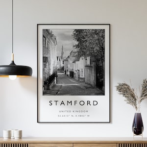 Stamford Travel Print, Stamford Travel Poster, Engelse stad Travel Print, Travel Art, Travel Poster, zwart-wit, cadeau, A2/A3/A4