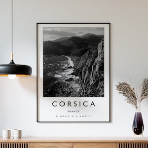 Korsika Reise Print, Korsika Frankreich Reise Poster, Frankreich Reise Druck, Reisekunst, Reise Poster, schwarz weiß, Reise Geschenk, A2/A3/A3