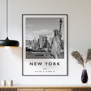 New York Travel Print, New York Travel Poster, USA Travel Print, American Travel Art, Travel Decor, Black and White Photographic Art