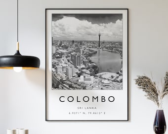 Impression de voyage à Colombo, affiche de voyage à Colombo, affiche de voyage au Sri Lanka, oeuvre d'art de voyage, affiche de voyage, oeuvre d'art noir et blanc, cadeau de voyage, A1/A2/A3/A4