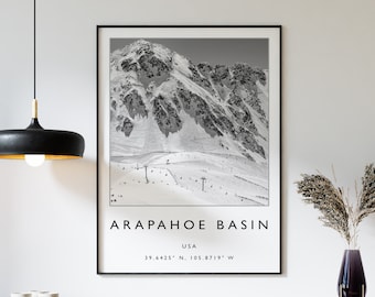 Arapahoe Basin Ski Poster: USA Winter Sport Travel Print