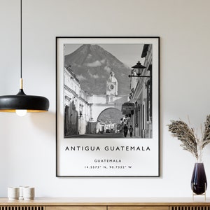 Antigua Guatemala Travel Print, Antigua Guatemala Travel Poster, Travel Print, South America Travel Poster, Travel Gift, Black and White