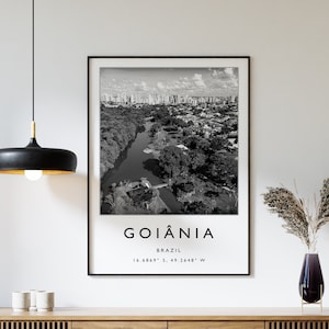 Goiania Brazil Travel Print, Brazil Travel Poster, Brazil Travel Print, South America Travel Poster, Travel Gift, Black and White