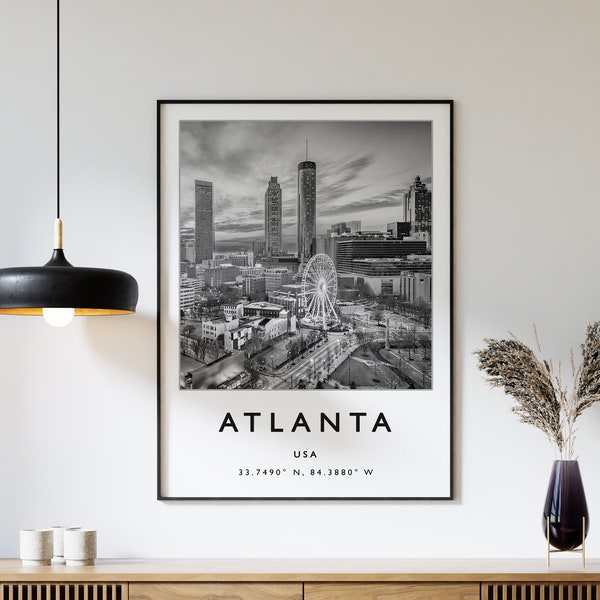 Atlanta Travel Print, Atlanta Travel Poster, USA Print, American Travel Art, Travel Decor, Black and White Photographic Art, Fashion