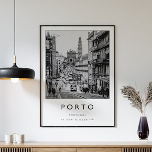 Porto Poster, Porto Print, Portugal Poster, Travel Art, Travel Decor, Black and White, Photographic Art
