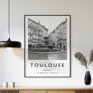 Toulouse poster, Toulouse reisprint, Frankrijk reisposter, reisdecor, minimalistische reisposter, reiscadeau, A1/A2/A3/A4