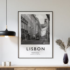 Lisbon Travel Poster, Lisbon Travel Print, Portugal Travel Poster, Travel Art, Travel Decor, Black and White, Photographic Art