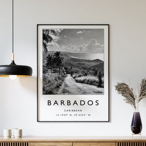 Barbados Travel Print, Barbados Travel Poster, Caribbean Travel Art Poster, Black & White, Black Art, Caribbean Gift, A1/A2/A3/A4