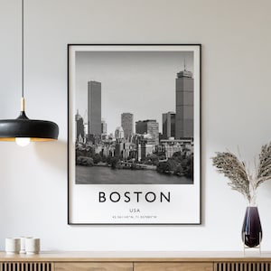 Boston Travel Print, Boston Travel Poster, USA Print, Travel Art, Travel Decor, Black and White, Photographic Print