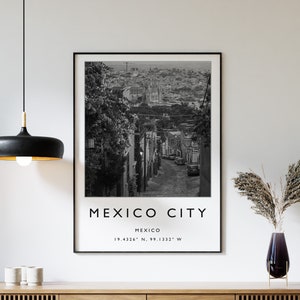 Mexiko Stadt Reise Poster: Minimalistische Schwarz Weiss Fotografie Kunst