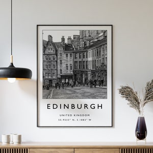 Impresión de viaje de Edimburgo, póster de viaje de Edimburgo, Escocia, impresión de viaje de Escocia, arte de viaje, póster de viaje, blanco y negro, regalo, A2/A3/A4