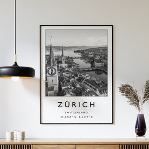 Zurich Poster, Zurich Travel Print, Switzerland Travel Poster, Travel Decor, Minimalist Travel Poster, Travel Gift, A1/A2/A3/A4