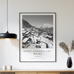 Skifahren Reise Poster, Saint Gervais Les Bains Frankreich Ski Druck, Frankreich Reise Druck, Ski fahren Kunst, Ski fahren, Winter Sport Kunst, Ski Geschenk