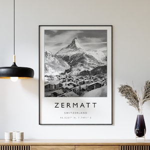 Skandi Ski Poster, Zermatt Schweiz Ski Print, Schweiz Reise Poster, Ski fahren, Ski fahren, Winter Sport Kunst, Ski Geschenk