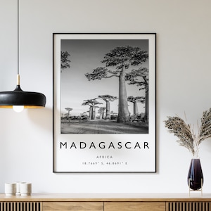 Madagascar Travel Print, Madagascar Travel Poster, African Travel Print, African Art, Travel Poster, Black and White, Travel Gift, Wall Art