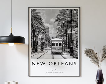 New Orleans Poster, New Orleans Print, USA Travel Poster, Wall Art Decor, Travel Gift. Vintage Poster, Minimalist Travel Poster