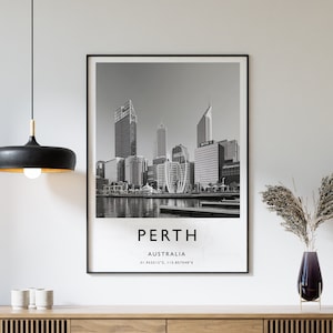 Perth Travel Print, Perth Travel Poster, Australia Travel Print, Travel Art, Travel Decor, Black and White Print, Photographic Art