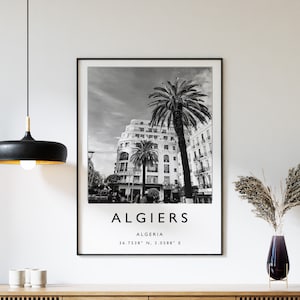 Algiers Travel Print, Algiers Travel Poster, Algeria Travel Print, Black and White Travel Poster, Travel Art, Travel Gift