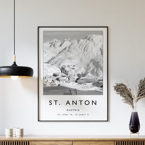 Ski Poster, St. Anton Austria Ski Poster, Ski Ski Geschenk, A1/A2/A3/A4