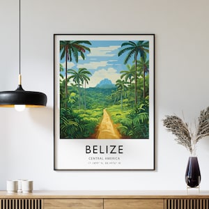 Reisposter Belize, reisposter Belize, Caribische reiskunst, reisposter, kleurrijk reisdecor, reiscadeau, A1/A2/A3/A4