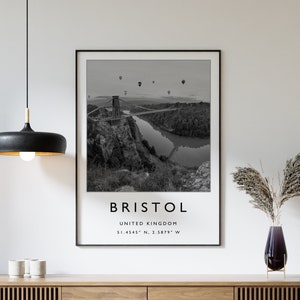 Bristol Reisedruck, Bristol England Reiseposter, Vereinigtes Königreich Reisedruck, Reisekunst, Reiseposter, Schwarzweiß, Geschenk, A2/A3/A4