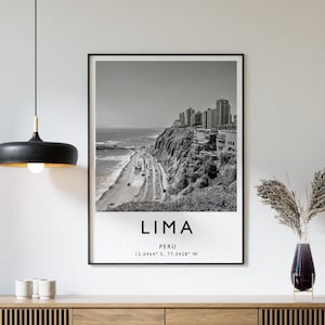 Cartaz de viagem de Lima, Impressão de viagem de Lima, Cartaz de viagem do Peru, Arte de viagem, Decoração de viagem, Preto e branco, Arte fotográfica