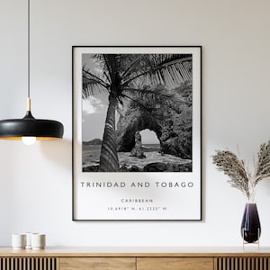 Trinidad and Tobago Print, Trinidad and Tobago Poster, Caribbean Print, Black and White Travel Poster, Travel Art, Travel Gift