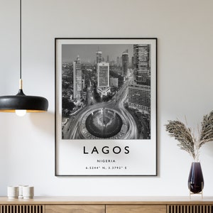 Lagos Travel Print, Lagos Nigeria Travel Poster, Nigeria Travel Print, Travel Art, Travel Poster, Black and White, Gift, A2/A3/A3