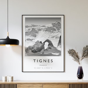 Skiing Travel Poster, Tignes France Ski Print, France Travel Print, Skiing Art, Skiing Print, Winter Sport Art, Ski Gift, A1/A2/A3/A4