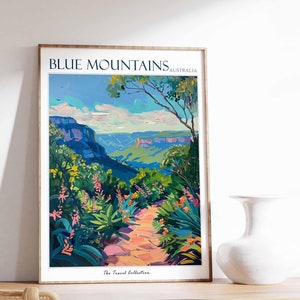 Blue Mountains Poster, Australia Travel Print, Australian Decor, Oceania Travel Poster, Blue Mountains Wall Art, Blue Mountains Gift