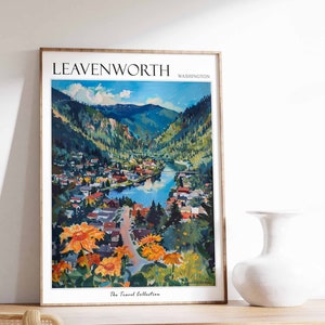 Pôster de Leavenworth, Impressão de viagem de Washington, Decoração norte-americana, Pôster de viagem da América do Norte, Impressão de cidade, Pôster de viagem de Leavenworth