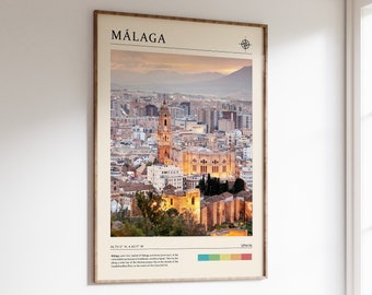 Malaga reizen print, Malaga Spanje reizen poster, Spanje reizen print reizen print, reizen kunst, reizen poster, reizen cadeau